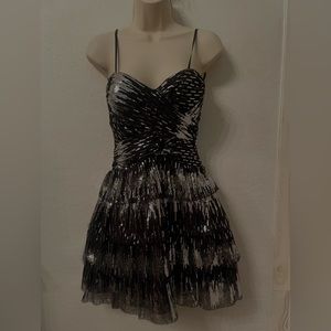 Roberta brand silver and black sparkling dress with spaghetti straps